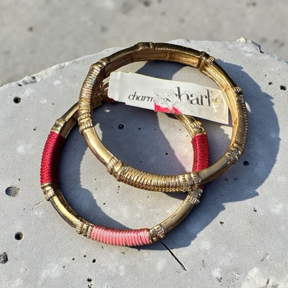 Charming Charlie Bangle Bracelet Bundle Goldtone And Pink